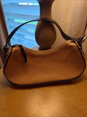 Banana Republic Woven Tan Shoulder Bag with Black Trim